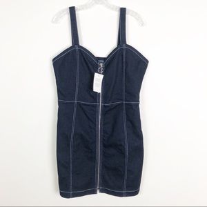 ASOS Bodycon Fitted Blue Denim Dress Zipper NWT 12